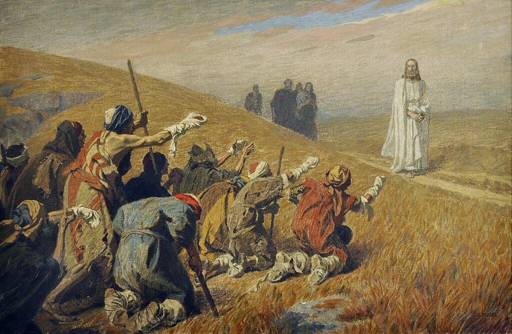Jesus cleansing the ten lepers by Gebhard Fugel, Public domain, via Wikimedia Commons